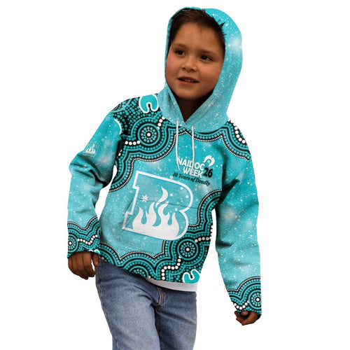 Brisbane Heat NAIDOC Week 2026 Custom Kid Hoodie 50 Years Deadly Indigenous Art Glitter Effect