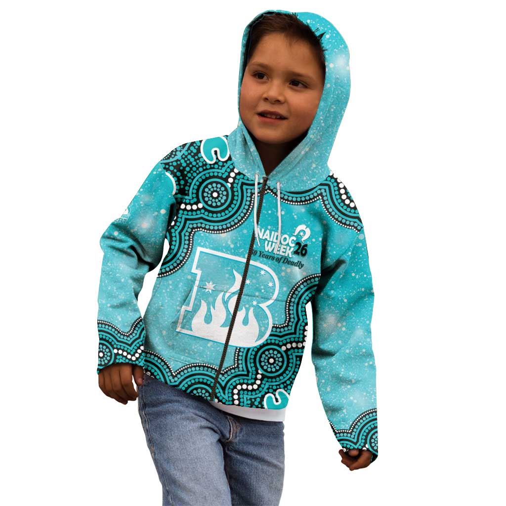 Brisbane Heat NAIDOC Week 2026 Custom Kid Hoodie 50 Years Deadly Indigenous Art Glitter Effect