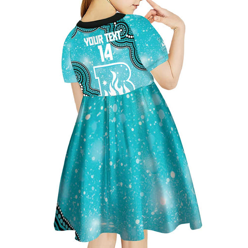 Brisbane Heat NAIDOC Week 2026 Custom Kid Short Sleeve Dress 50 Years Deadly Indigenous Art Glitter Effect