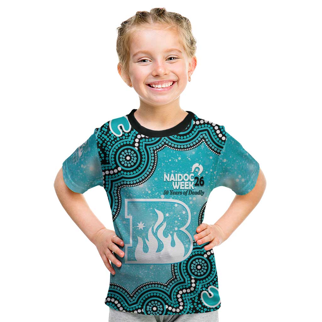 Brisbane Heat NAIDOC Week 2026 Custom Kid T Shirt 50 Years Deadly Indigenous Art Glitter Effect