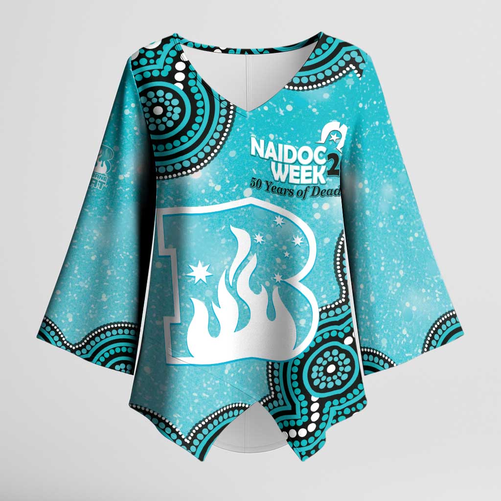 Brisbane Heat NAIDOC Week 2026 Custom Kimono Sleeve Blouse 50 Years Deadly Indigenous Art Glitter Effect