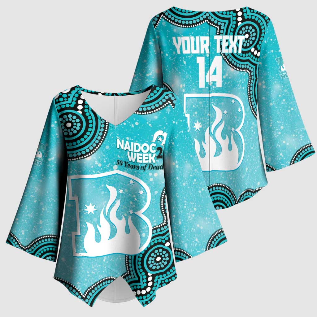 Brisbane Heat NAIDOC Week 2026 Custom Kimono Sleeve Blouse 50 Years Deadly Indigenous Art Glitter Effect