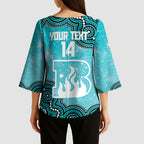 Brisbane Heat NAIDOC Week 2026 Custom Kimono Sleeve Blouse 50 Years Deadly Indigenous Art Glitter Effect
