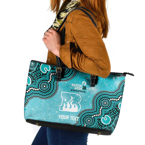 Brisbane Heat NAIDOC Week 2026 Custom Leather Tote Bag 50 Years Deadly Indigenous Art Glitter Effect