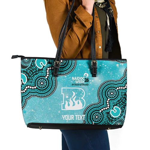 Brisbane Heat NAIDOC Week 2026 Custom Leather Tote Bag 50 Years Deadly Indigenous Art Glitter Effect