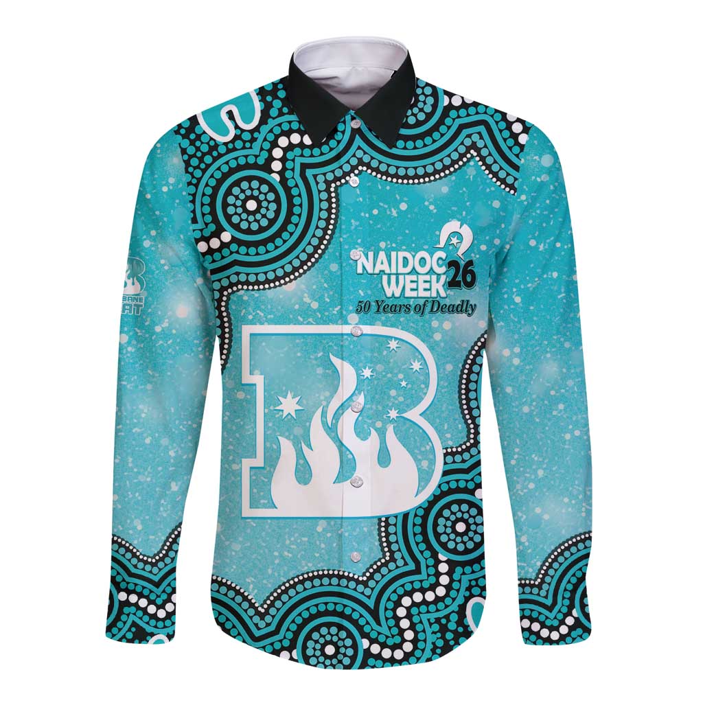 Brisbane Heat NAIDOC Week 2026 Custom Long Sleeve Button Shirt 50 Years Deadly Indigenous Art Glitter Effect