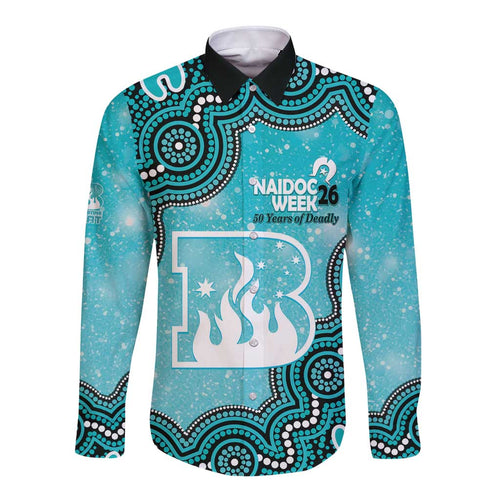 Brisbane Heat NAIDOC Week 2026 Custom Long Sleeve Button Shirt 50 Years Deadly Indigenous Art Glitter Effect
