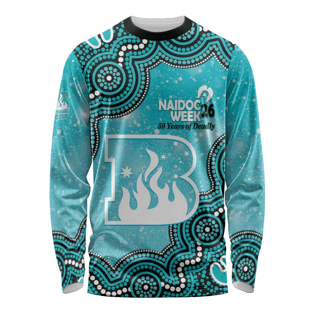Brisbane Heat NAIDOC Week 2026 Custom Long Sleeve Shirt 50 Years Deadly Indigenous Art Glitter Effect