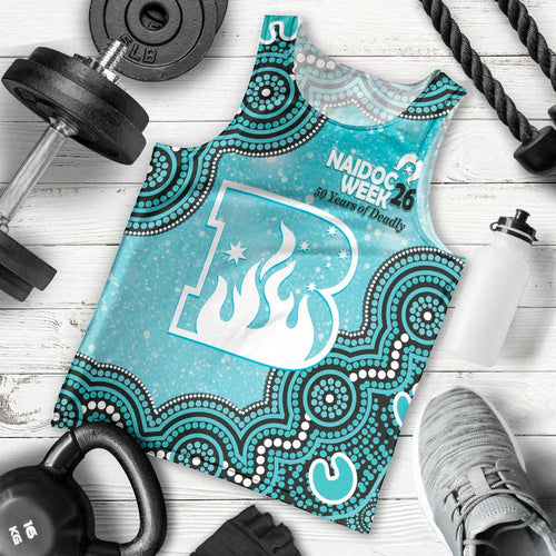 Brisbane Heat NAIDOC Week 2026 Custom Men Tank Top 50 Years Deadly Indigenous Art Glitter Effect