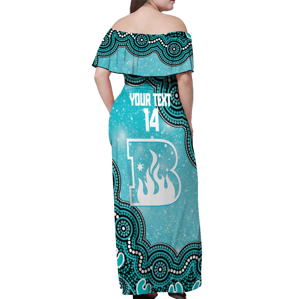 Brisbane Heat NAIDOC Week 2026 Custom Off Shoulder Maxi Dress 50 Years Deadly Indigenous Art Glitter Effect