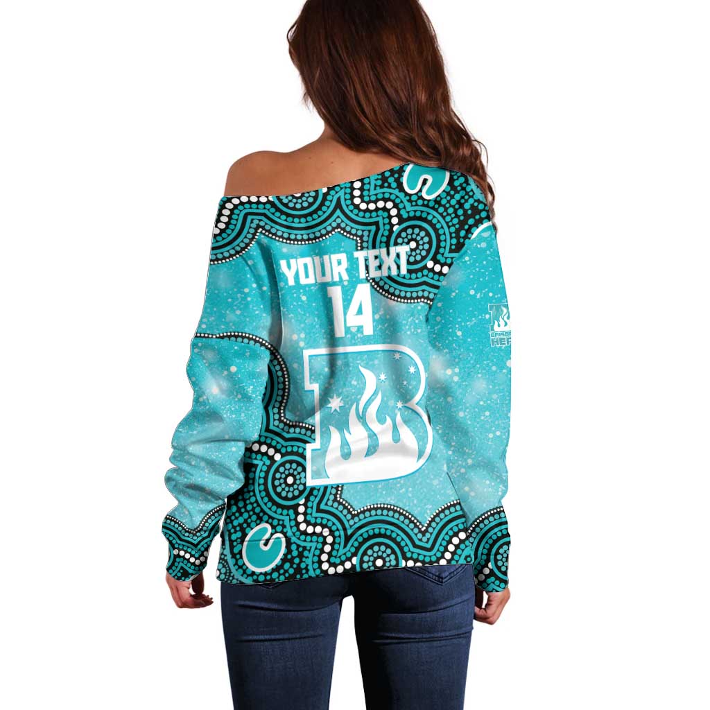 Brisbane Heat NAIDOC Week 2026 Custom Off Shoulder Sweater 50 Years Deadly Indigenous Art Glitter Effect