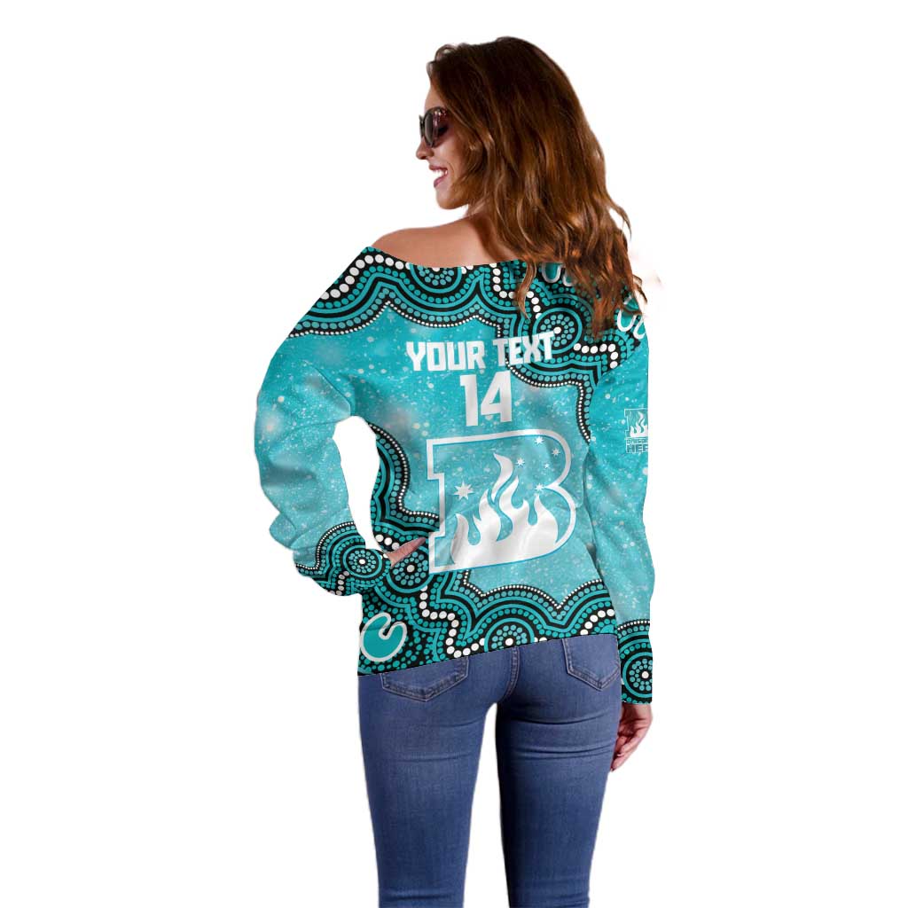 Brisbane Heat NAIDOC Week 2026 Custom Off Shoulder Sweater 50 Years Deadly Indigenous Art Glitter Effect