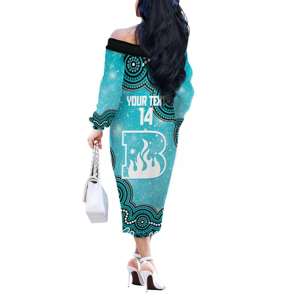 Brisbane Heat NAIDOC Week 2026 Custom Off The Shoulder Long Sleeve Dress 50 Years Deadly Indigenous Art Glitter Effect