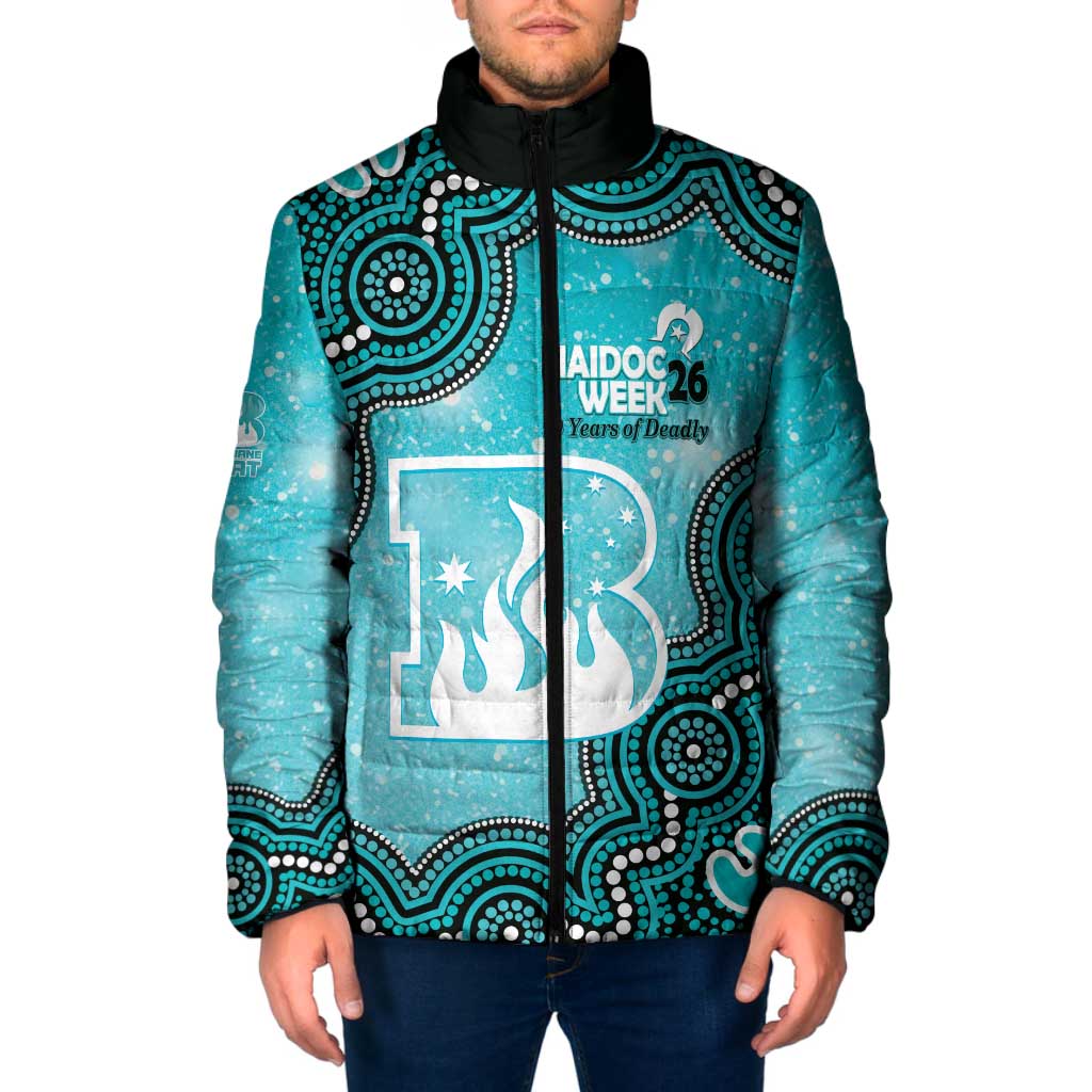 Brisbane Heat NAIDOC Week 2026 Custom Padded Jacket 50 Years Deadly Indigenous Art Glitter Effect