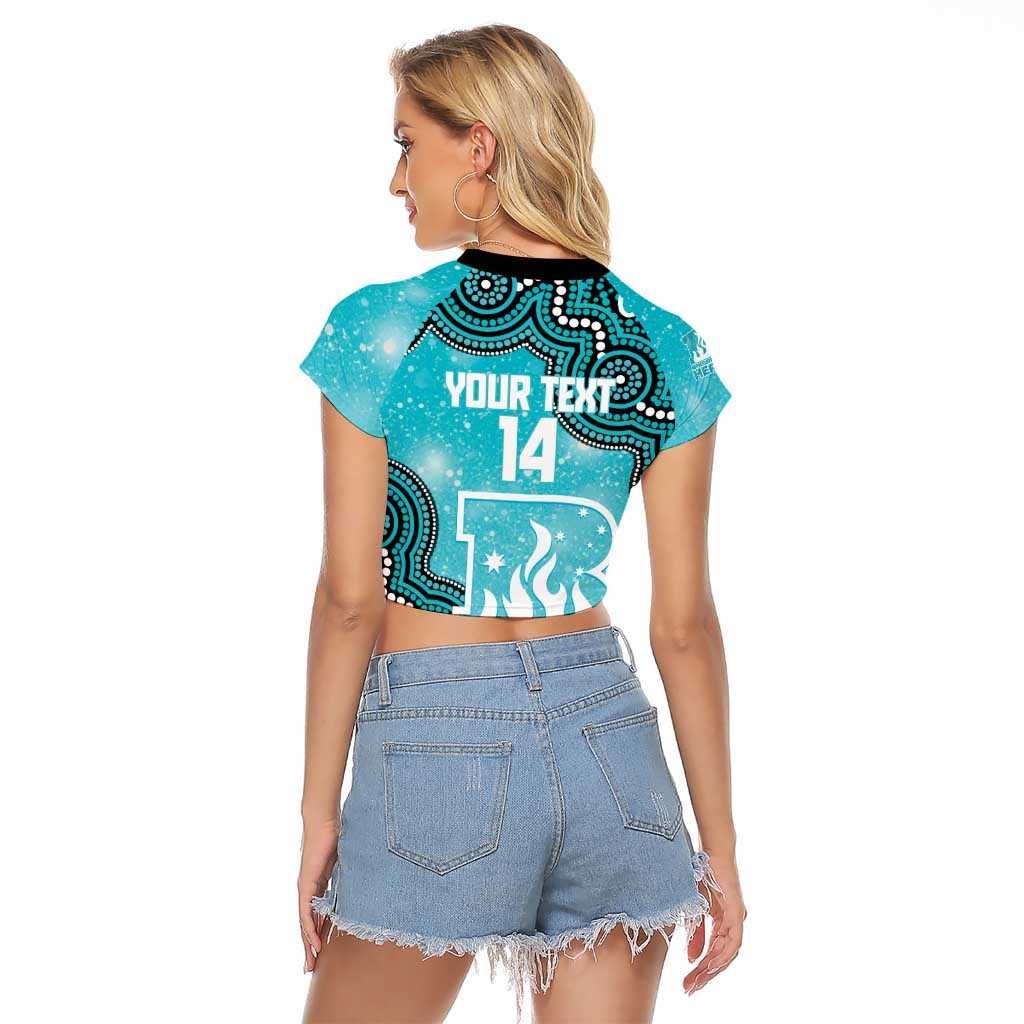 Brisbane Heat NAIDOC Week 2026 Custom Raglan Cropped T Shirt 50 Years Deadly Indigenous Art Glitter Effect