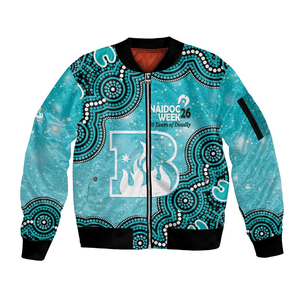 Brisbane Heat NAIDOC Week 2026 Custom Sleeve Zip Bomber Jacket 50 Years Deadly Indigenous Art Glitter Effect
