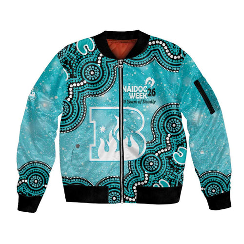 Brisbane Heat NAIDOC Week 2026 Custom Sleeve Zip Bomber Jacket 50 Years Deadly Indigenous Art Glitter Effect