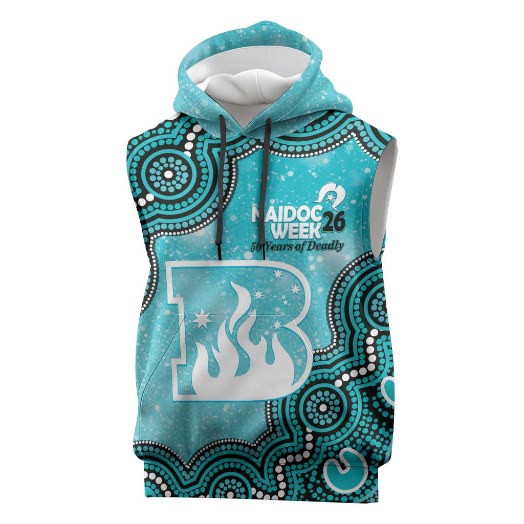 Brisbane Heat NAIDOC Week 2026 Custom Sleeveless Hoodie 50 Years Deadly Indigenous Art Glitter Effect