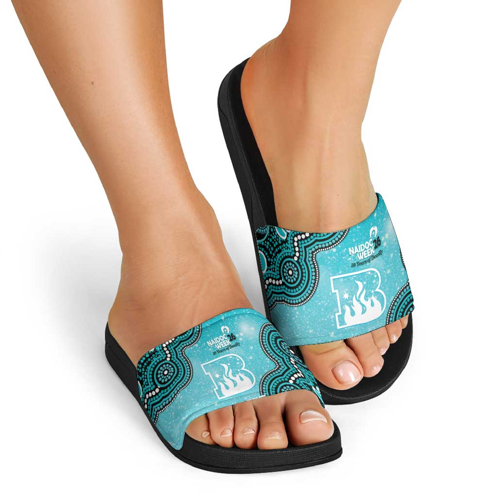 Brisbane Heat NAIDOC Week 2026 Custom Slide Sandals 50 Years Deadly Indigenous Art Glitter Effect