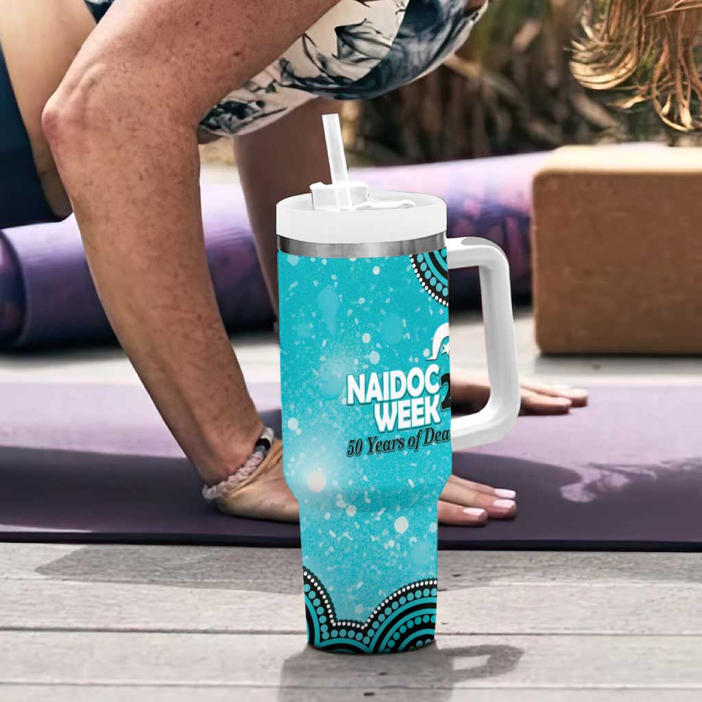 Brisbane Heat NAIDOC Week 2026 Custom Tumbler With Handle 50 Years Deadly Indigenous Art Glitter Effect