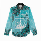 Brisbane Heat NAIDOC Week 2026 Custom Women Casual Shirt 50 Years Deadly Indigenous Art Glitter Effect