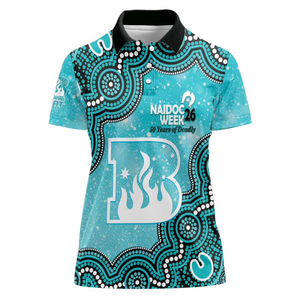 Brisbane Heat NAIDOC Week 2026 Custom Women Polo Shirt 50 Years Deadly Indigenous Art Glitter Effect
