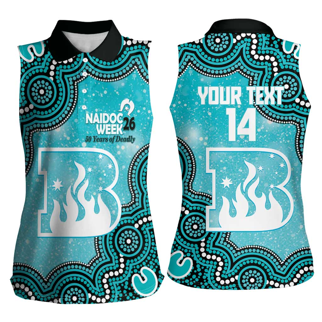 Brisbane Heat NAIDOC Week 2026 Custom Women Sleeveless Polo Shirt 50 Years Deadly Indigenous Art Glitter Effect