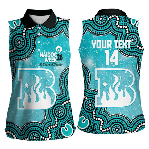 Brisbane Heat NAIDOC Week 2026 Custom Women Sleeveless Polo Shirt 50 Years Deadly Indigenous Art Glitter Effect