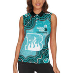 Brisbane Heat NAIDOC Week 2026 Custom Women Sleeveless Polo Shirt 50 Years Deadly Indigenous Art Glitter Effect