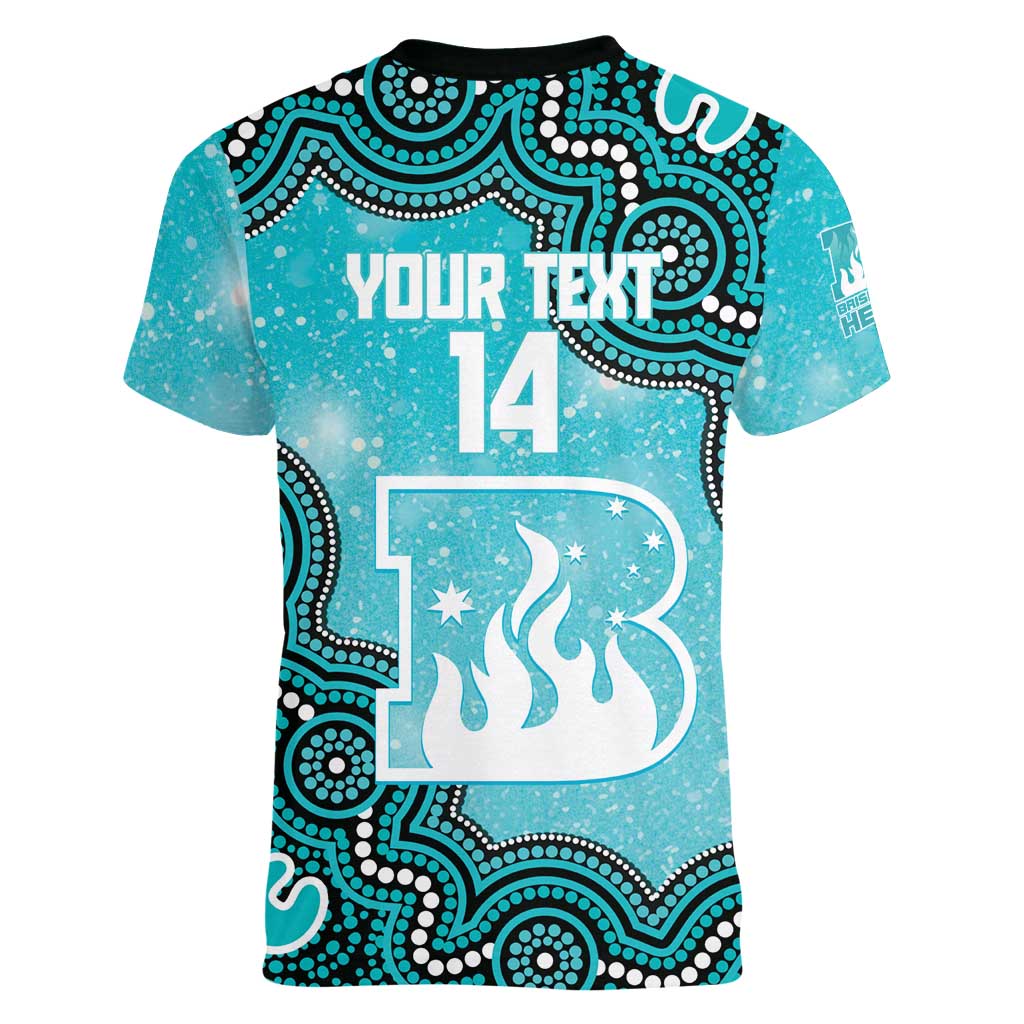 Brisbane Heat NAIDOC Week 2026 Custom Women V-Neck T-Shirt 50 Years Deadly Indigenous Art Glitter Effect