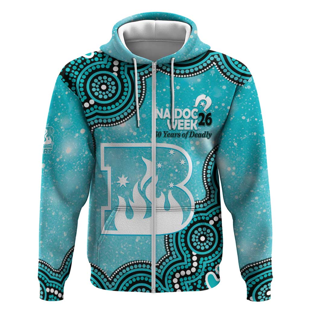 Brisbane Heat NAIDOC Week 2026 Custom Zip Hoodie 50 Years Deadly Indigenous Art Glitter Effect