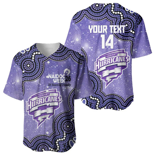 Hobart Hurricanes NAIDOC Week 2026 Custom Baseball Jersey 50 Years Deadly Indigenous Art Glitter Effect