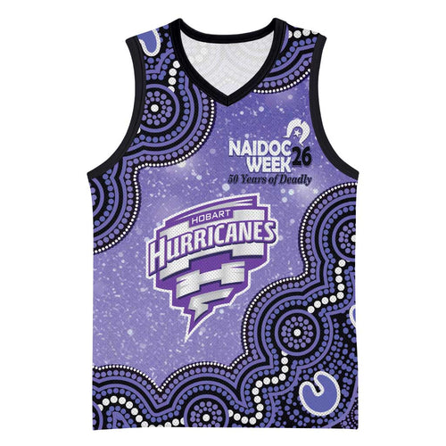 Hobart Hurricanes NAIDOC Week 2026 Custom Basketball Jersey 50 Years Deadly Indigenous Art Glitter Effect