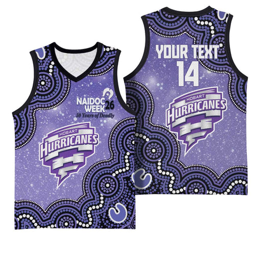 Hobart Hurricanes NAIDOC Week 2026 Custom Basketball Jersey 50 Years Deadly Indigenous Art Glitter Effect