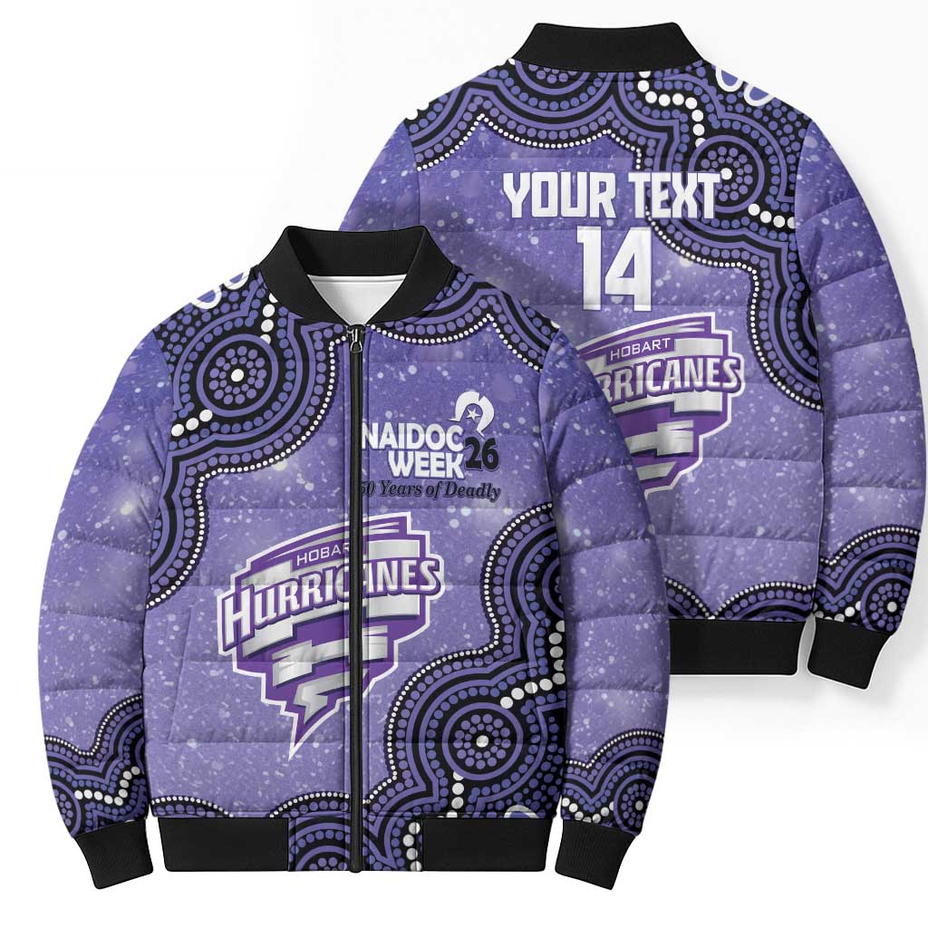 Hobart Hurricanes NAIDOC Week 2026 Custom Bomber Puffer Jacket 50 Years Deadly Indigenous Art Glitter Effect
