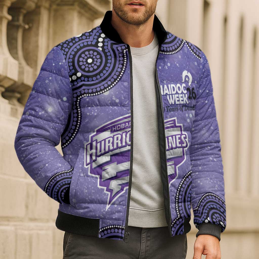 Hobart Hurricanes NAIDOC Week 2026 Custom Bomber Puffer Jacket 50 Years Deadly Indigenous Art Glitter Effect