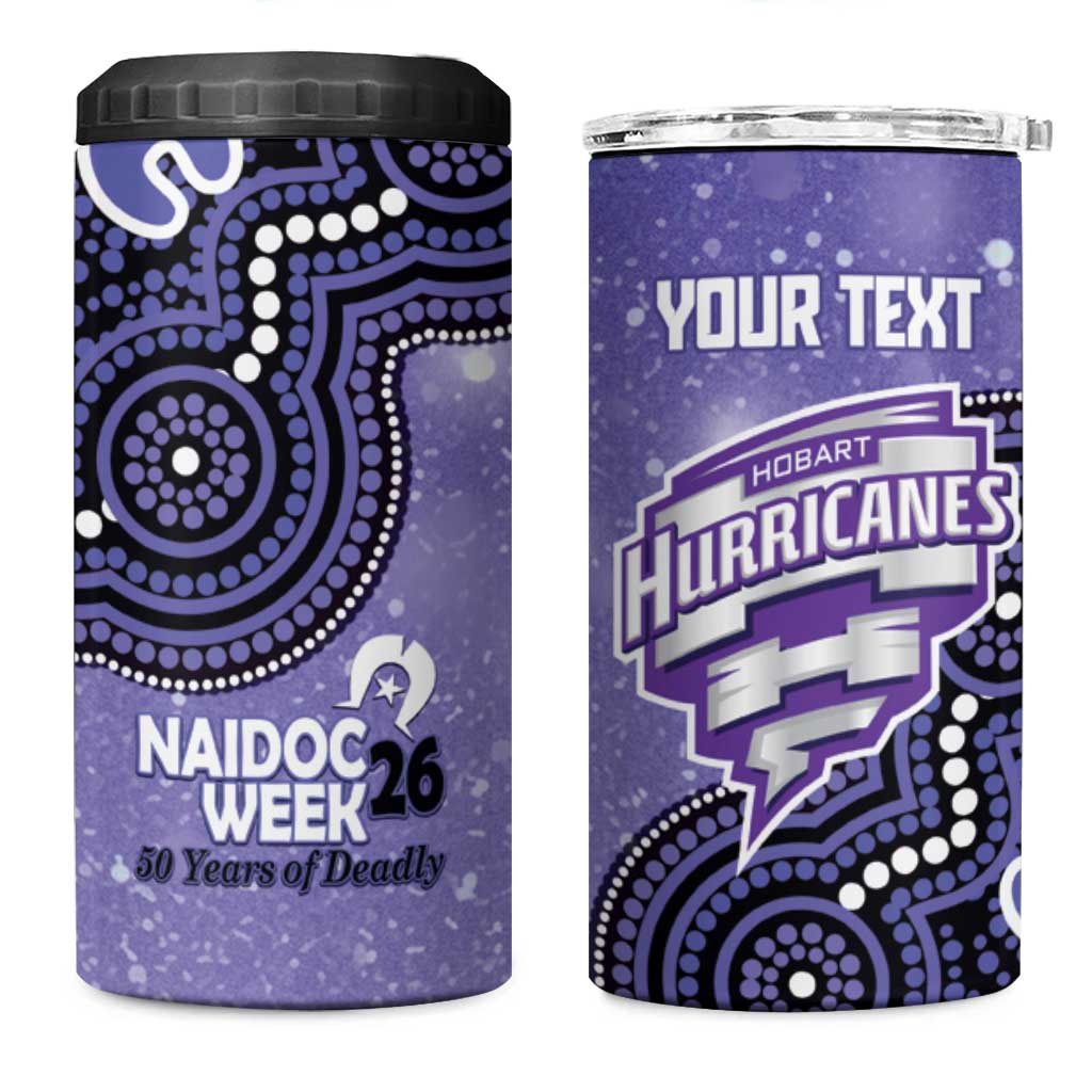 Hobart Hurricanes NAIDOC Week 2026 Custom 4 in 1 Can Cooler Tumbler 50 Years Deadly Indigenous Art Glitter Effect