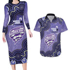 Hobart Hurricanes NAIDOC Week 2026 Custom Couples Matching Long Sleeve Bodycon Dress and Hawaiian Shirt 50 Years Deadly Indigenous Art Glitter Effect