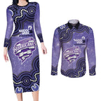 Hobart Hurricanes NAIDOC Week 2026 Custom Couples Matching Long Sleeve Bodycon Dress and Long Sleeve Button Shirt 50 Years Deadly Indigenous Art Glitter Effect