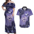 Hobart Hurricanes NAIDOC Week 2026 Custom Couples Matching Off Shoulder Maxi Dress and Hawaiian Shirt 50 Years Deadly Indigenous Art Glitter Effect