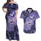 Hobart Hurricanes NAIDOC Week 2026 Custom Couples Matching Off Shoulder Maxi Dress and Hawaiian Shirt 50 Years Deadly Indigenous Art Glitter Effect