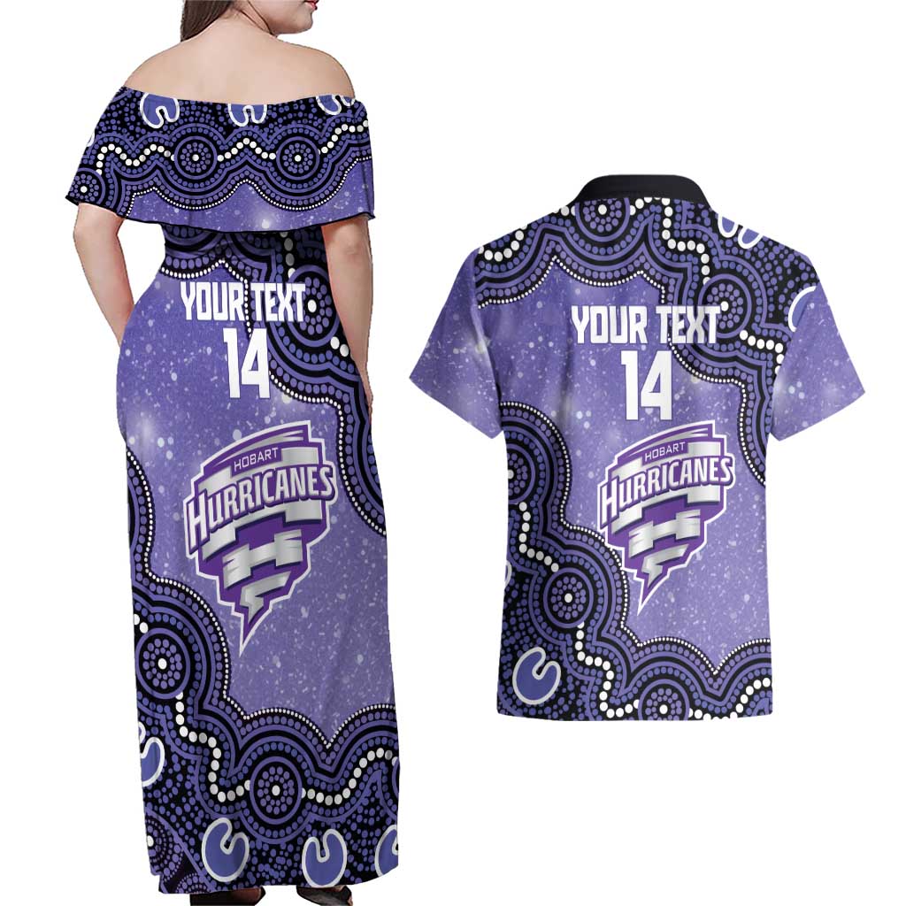 Hobart Hurricanes NAIDOC Week 2026 Custom Couples Matching Off Shoulder Maxi Dress and Hawaiian Shirt 50 Years Deadly Indigenous Art Glitter Effect