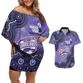 Hobart Hurricanes NAIDOC Week 2026 Custom Couples Matching Off Shoulder Short Dress and Hawaiian Shirt 50 Years Deadly Indigenous Art Glitter Effect