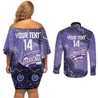 Hobart Hurricanes NAIDOC Week 2026 Custom Couples Matching Off Shoulder Short Dress and Long Sleeve Button Shirt 50 Years Deadly Indigenous Art Glitter Effect