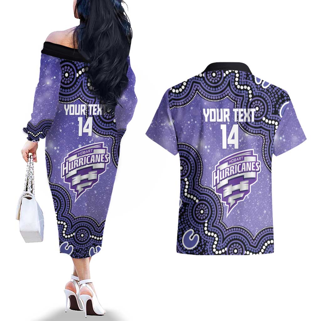 Hobart Hurricanes NAIDOC Week 2026 Custom Couples Matching Off The Shoulder Long Sleeve Dress and Hawaiian Shirt 50 Years Deadly Indigenous Art Glitter Effect