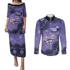 Hobart Hurricanes NAIDOC Week 2026 Custom Couples Matching Puletasi and Long Sleeve Button Shirt 50 Years Deadly Indigenous Art Glitter Effect