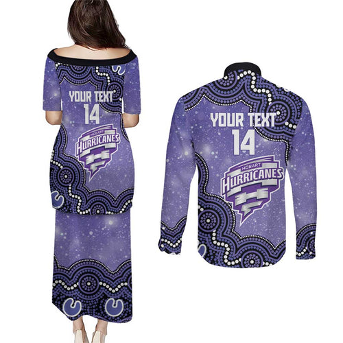 Hobart Hurricanes NAIDOC Week 2026 Custom Couples Matching Puletasi and Long Sleeve Button Shirt 50 Years Deadly Indigenous Art Glitter Effect