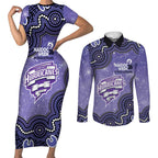 Hobart Hurricanes NAIDOC Week 2026 Custom Couples Matching Short Sleeve Bodycon Dress and Long Sleeve Button Shirt 50 Years Deadly Indigenous Art Glitter Effect