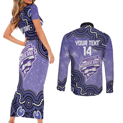 Hobart Hurricanes NAIDOC Week 2026 Custom Couples Matching Short Sleeve Bodycon Dress and Long Sleeve Button Shirt 50 Years Deadly Indigenous Art Glitter Effect