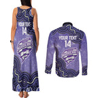 Hobart Hurricanes NAIDOC Week 2026 Custom Couples Matching Tank Maxi Dress and Long Sleeve Button Shirt 50 Years Deadly Indigenous Art Glitter Effect